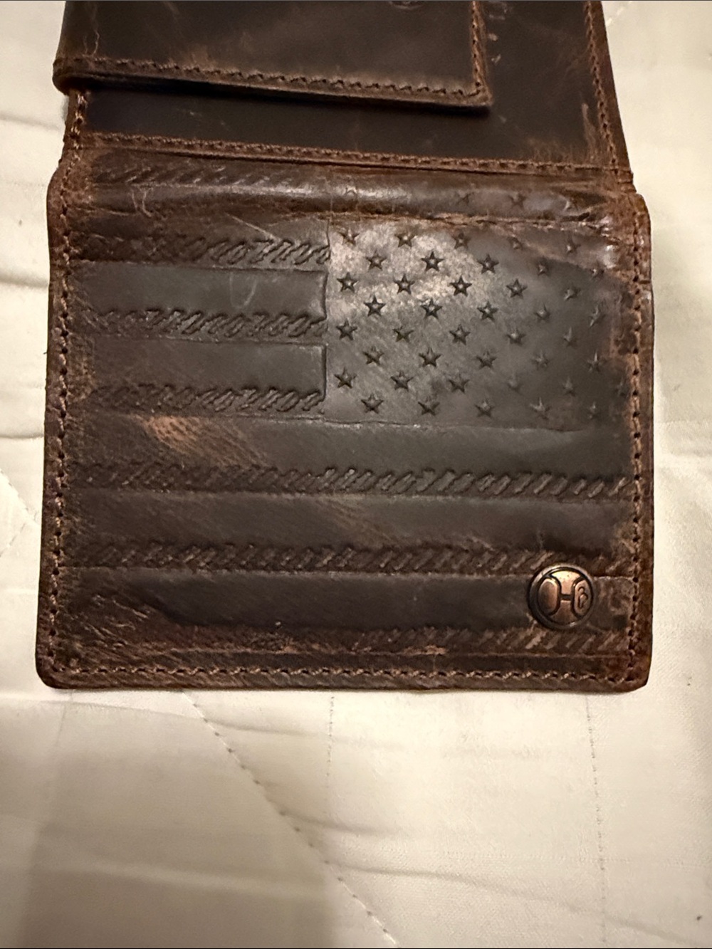 Hooey Brown Leather Money Clip Bi-Fold Wallet - Picture 10 of 13
